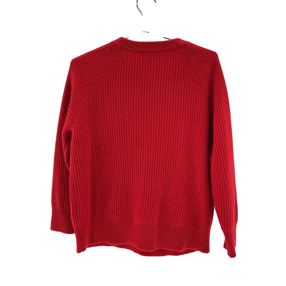 J.Crew Ribbed Cashmere Oversized Red Crewneck Size XS Sweater - Picture 3 of 4